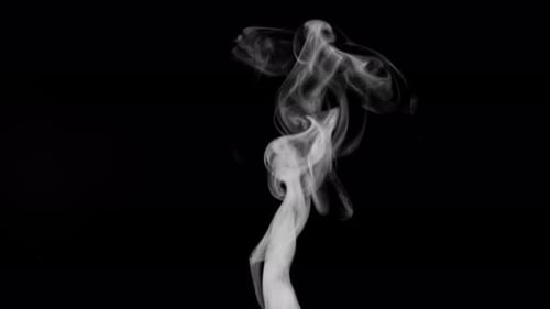Abstract White Smoke Rising on Black Background