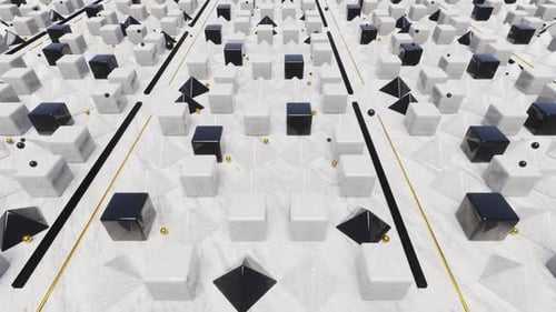 Abstract 3D Geometric Cubes and Spheres Motion Background