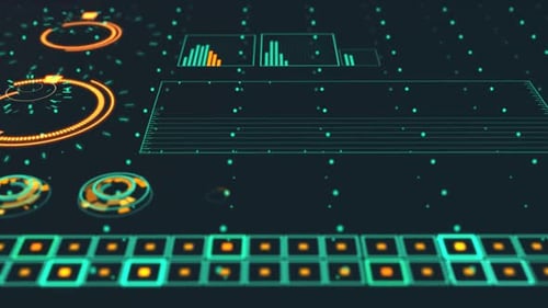 Futuristic Heads-Up Display Interface with Data Visualization