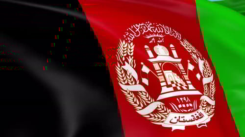 Realistic 3D Rendered Waving Flag of Afghanistan