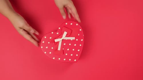 Red Heart Shaped Gift Box Overhead