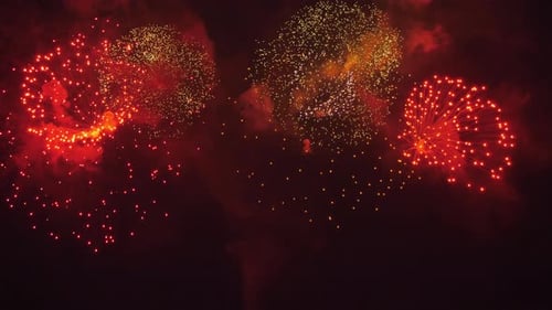 Big Fireworks at Night Sky