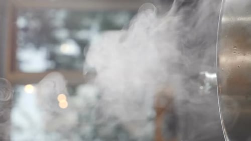 Billowing White Steam in Indoor Setting