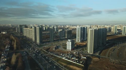 Construction site. Construction of modern multi-storey buildings.