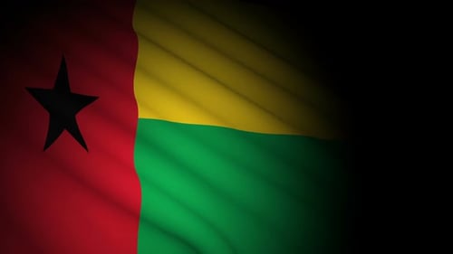 Guinea-Bissau Flag Waving in Realistic Cloth Animation