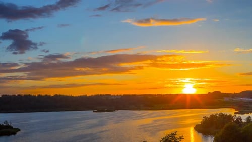 Sunset on the lake, time-lapse