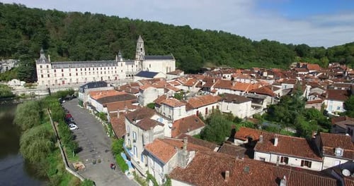 Benedictine Abbey of Brantome and river and surrounding
