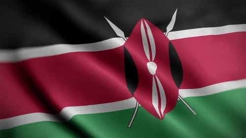 Waving Kenyan Flag with Realistic Fabric Texture