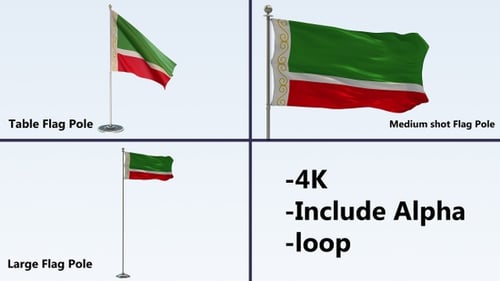 Chechnya Waving Flag 3D Animation with Alpha Channel