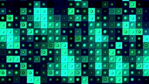 Musik- oder Sound-Equalizer in blinkenden Kreisen in Reihen von Quadraten