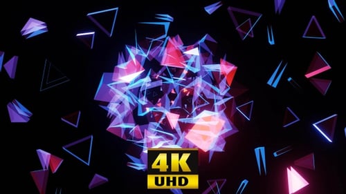 Dynamic Neon Geometric Triangles Loop Background