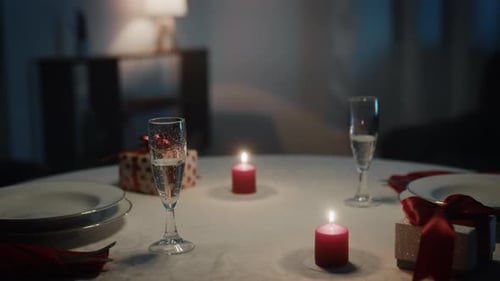 Valentine's Day Table of a Restaurant with Candle