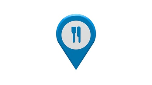 3D Spinning Restaurant Location Pin Icon