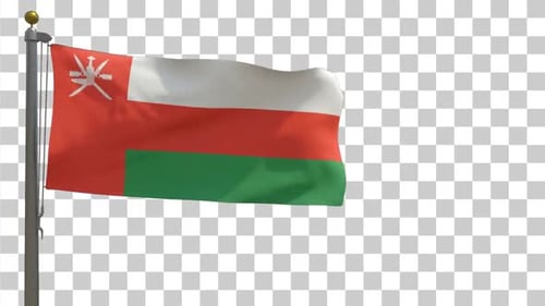 Oman-Flagge auf Fahnenmast mit Alphakanal - 4K