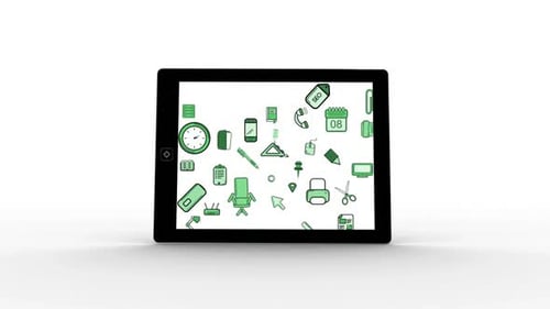 Tablet zooming out with icons