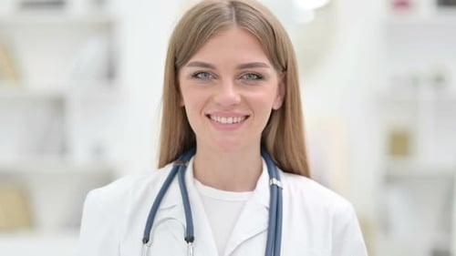 Smiling Doctor in White Coat with Stethoscope