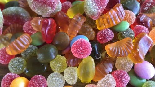 Assorted Colorful Gummy and Jelly Candy Close-Up