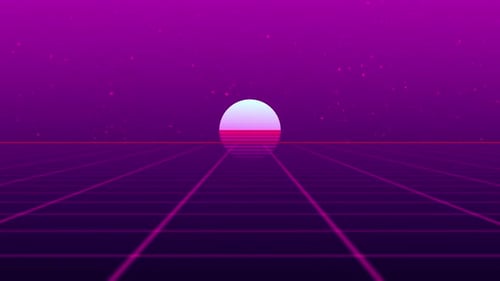 Retro Grid Horizon with Synthwave Sun Animation