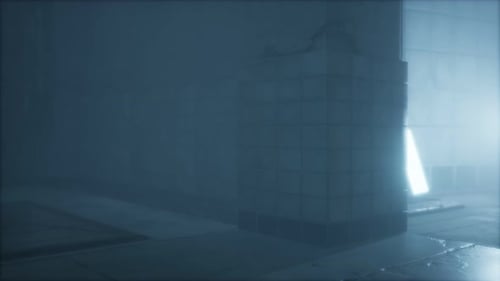 Rainy Night with Fog at Old Town Street