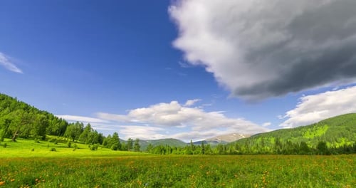 Mountain Meadow Timelapse at the Summer or Autumn Time