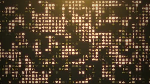 Shimmering Digital Icons Network Seamless Loop Background