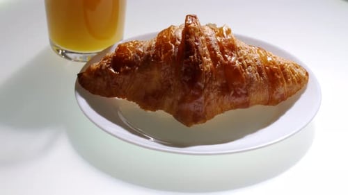 Delicious Croissant with Orange Juice, Breakfast