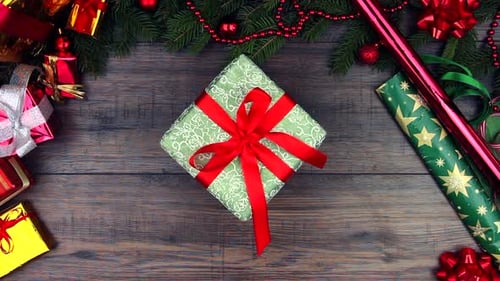 Christmas Present Picked up on Wooden Surface