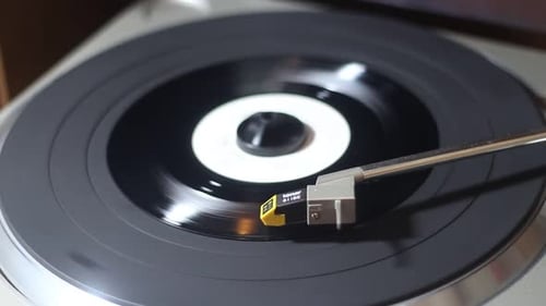 Record Spinning on Vintage Turntable