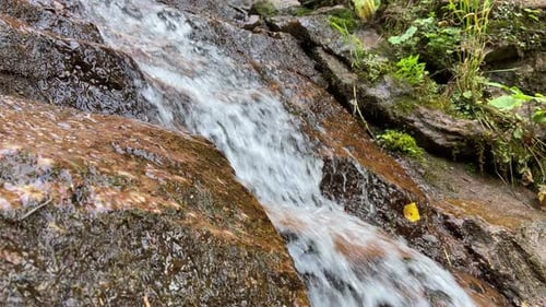 River Creek Waterfall Flowing View