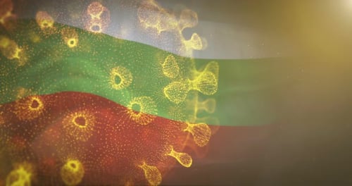 Bulgaria Flag With Corona Virus Bacteria 4K