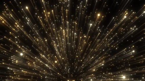 Golden Shimmering Particles Radial Light Burst Background
