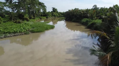 Cinematic move over Sungai Perai river