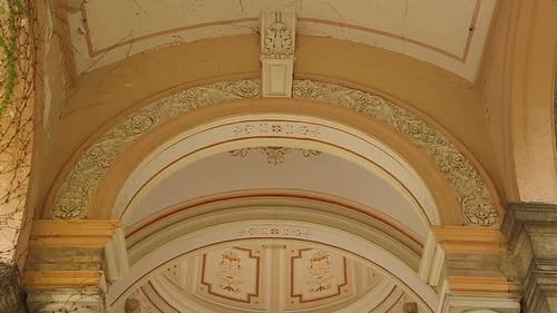 Ancient Architecture of Mirogoj Cemetery Arcade, Tomb With Christ Statue