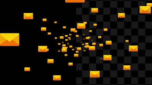 Animated Email Envelopes Flowing Across Screen
