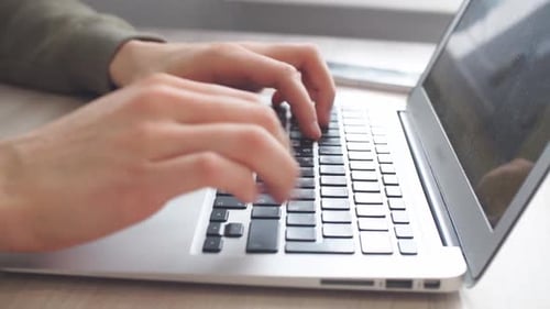 Fingers Tapping Keyboard Notebook Laptop Computer
