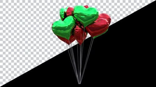 Christmas Red and Green Heart Balloons Floating Loop