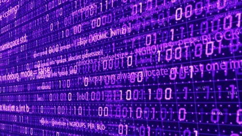 Défilement de l'écran de code de programme binaire Big Data Information Flow