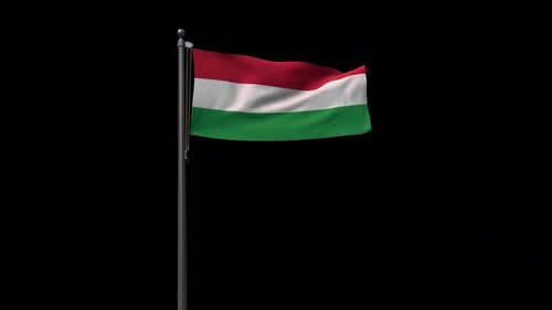 Waving Hungarian Flag on Alpha Channel