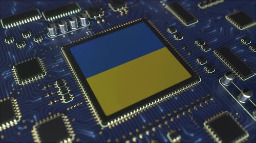 Drapeau de l'Ukraine sur le chipset d'exploitation