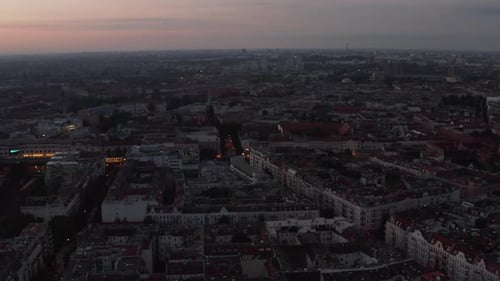 Forwards Fly Above City in Morning