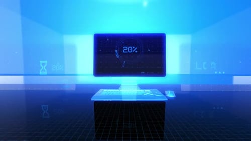 Computer Is Being Loaded With Grid Background 2