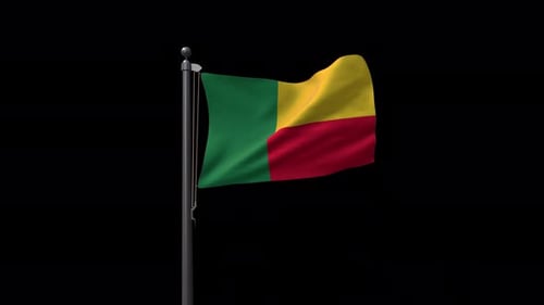 Bandera de Benín en asta con Alpha Channel 4K