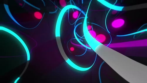 Dynamic Abstract Tunnel Fly-Through with Glowing Neon Lines