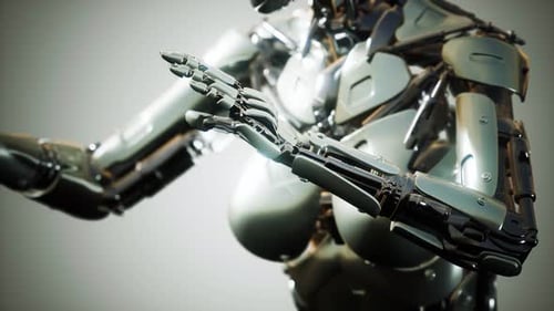 Advanced Sci-Fi Robotic Android Torso 3D Render