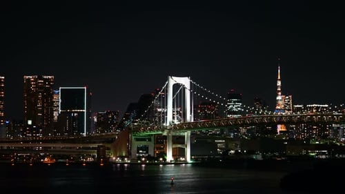 Beautiful Rainbow bridge in Tokyo city in Japan