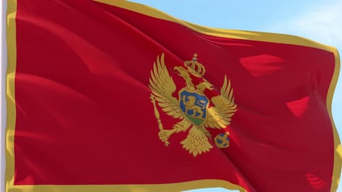 Realistic Montenegro National Flag Waving in Wind
