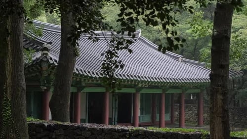 Korea's Old Landscape on a Rainy Day an old temple