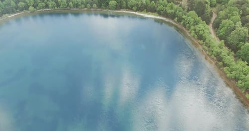 Aerial View of Pond on a Sunny Summer Day Forest Panorama