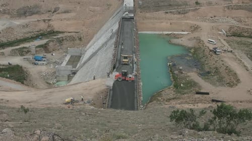 Dam road construction work