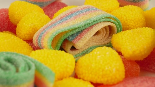 Delicious Assortment of Gummy Candies in Close Up